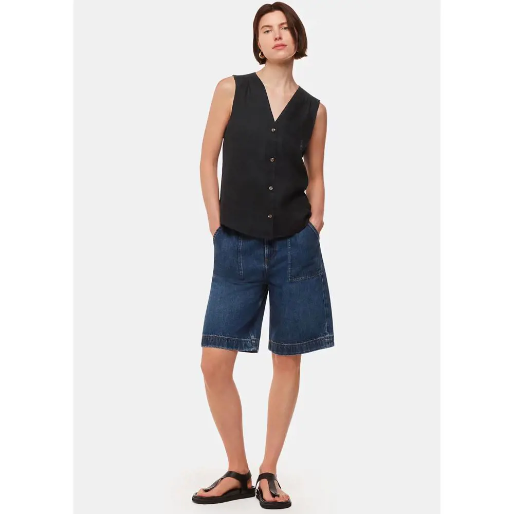 Whistles Black Laura Linen Tank